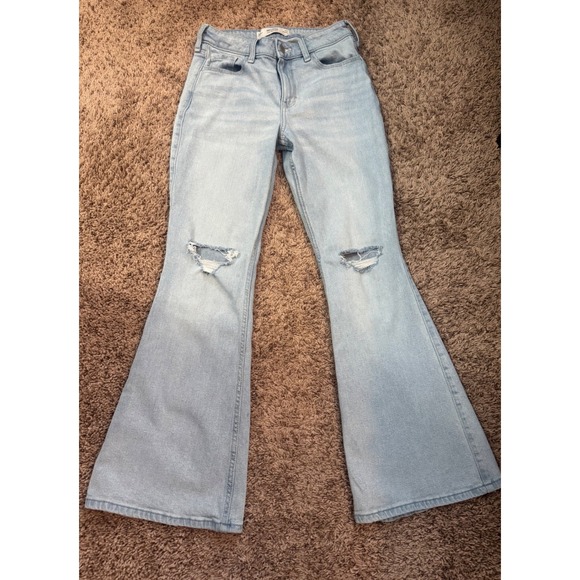 Hollister Denim - Hollister High Rise Flare Jeans Light‎ Wash W27 Regular